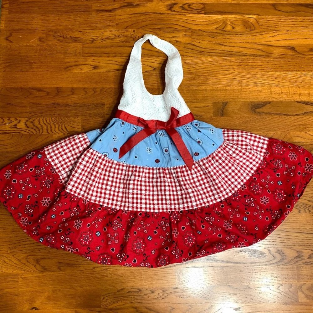 12m Blueberi Blvd halter dress - bandana print